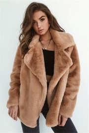 Lapel Furry Long Sleeve Cardigan