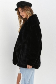 Lapel Furry Long Sleeve Cardigan