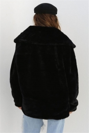 Lapel Furry Long Sleeve Cardigan