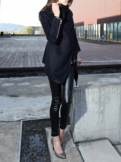 Long Sleeve Shawl Collar Piping Plus Size Coat stylesimo.com