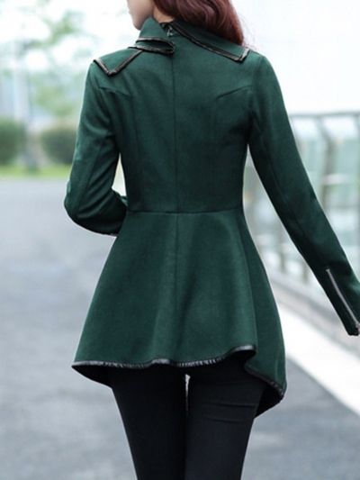 Long Sleeve Shawl Collar Piping Plus Size Coat stylesimo.com