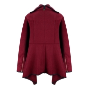 Long Sleeve Shawl Collar Piping Plus Size Coat