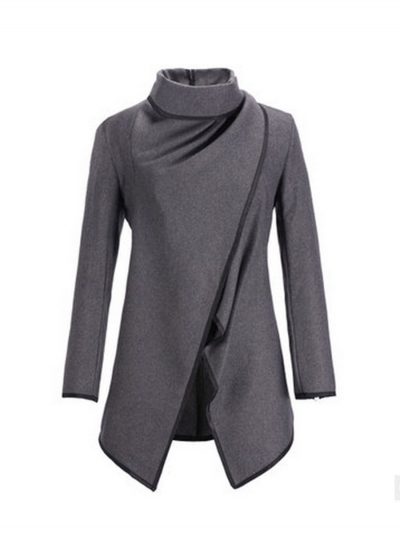 Long Sleeve Shawl Collar Piping Plus Size Coat YOUYOUFASHIONEC.com