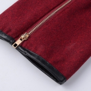 Long Sleeve Shawl Collar Piping Plus Size Coat