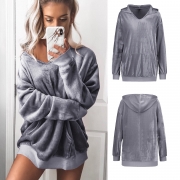 Casual Long Sleeve Fleece Loose Solid Color Pullover Hoodie