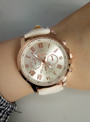 Double-layer Ladies Quartz Fashion Leather Strap Wrist Watch