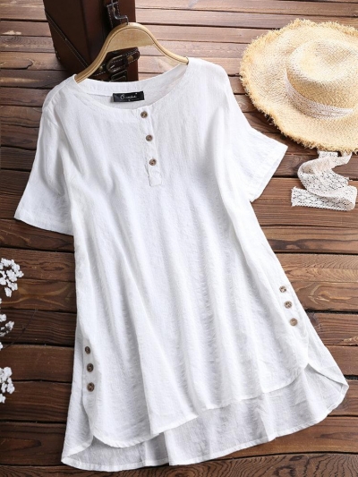 Casual Plaid Short Sleeve Irregular T-Shirt for Women YOUYOUFASHIONEC.com