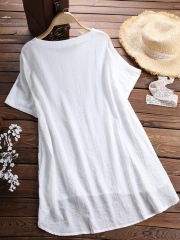 Casual Plaid Short Sleeve Irregular T-Shirt for Women