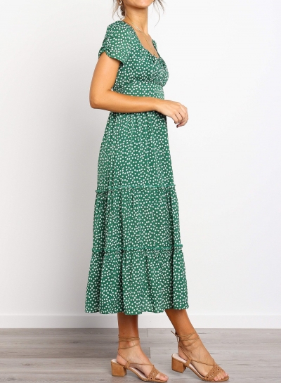 short sleeve floral midi dress