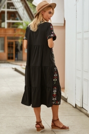 Summer Embroidered Crew Neck Dress