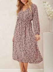 Sweet Dusty Pink With Black Speckle Midi Dress