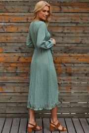 Ruffle And Lace Detail Midi Dress