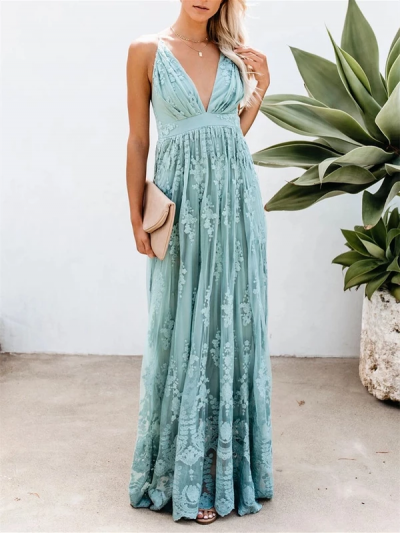 open back lace maxi dress
