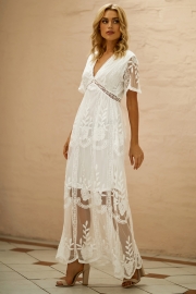 V Neck Lace Maxi Dress