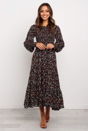 LONG SLEEVE TIERED FLORAL DRESS