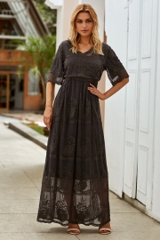 Sexy Lace Embroidered Maxi Dress