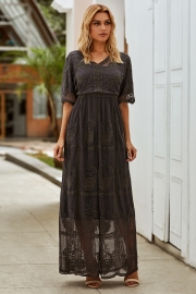 Sexy Lace Embroidered Maxi Dress