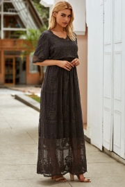 Sexy Lace Embroidered Maxi Dress