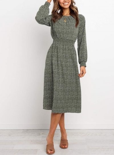 shirred waist midi dress