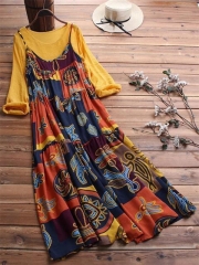 Vintage Print Maxi Two Piece Dress