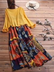 Vintage Print Maxi Two Piece Dress
