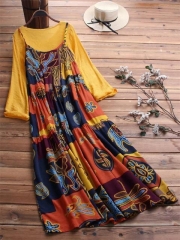 Vintage Print Maxi Two Piece Dress