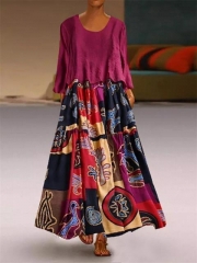 Vintage Print Maxi Two Piece Dress