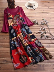 Vintage Print Maxi Two Piece Dress