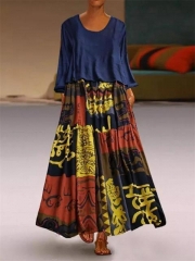 Vintage Print Maxi Two Piece Dress