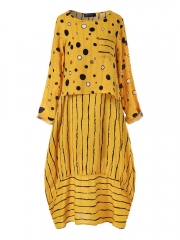 Vintage Print Polka Dots Striped Two-piece Dress