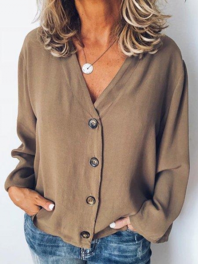 Brown Casual Buttoned Shirt YOUYOUFASHIONEC.com