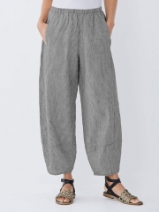 Casual Pockets Striped Pants