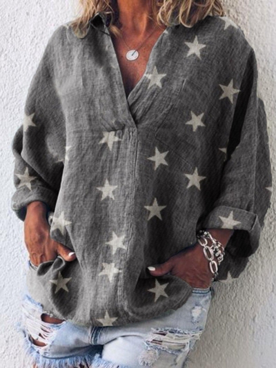 Long Sleeve Casual V Neck Solid Shirt YOUYOUFASHIONEC.com