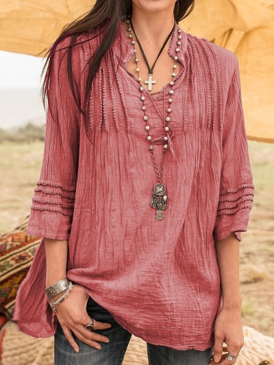 Boho Guipure Lace Linen Shirt