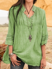 Boho Guipure Lace Linen Shirt