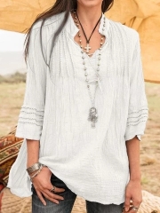 Boho Guipure Lace Linen Shirt