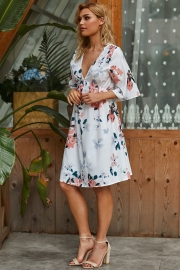 SLEEVE PRINT ABOVE KNEE PULLOVER REGULAR DRESS