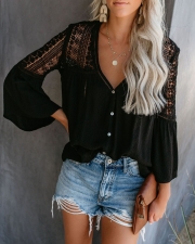 CROCHET BLOUSE - BLACK