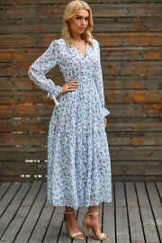 LONG SLEEVE BUTTON DOWN MAXI DRESS