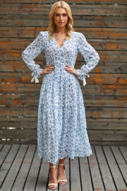 LONG SLEEVE BUTTON DOWN MAXI DRESS