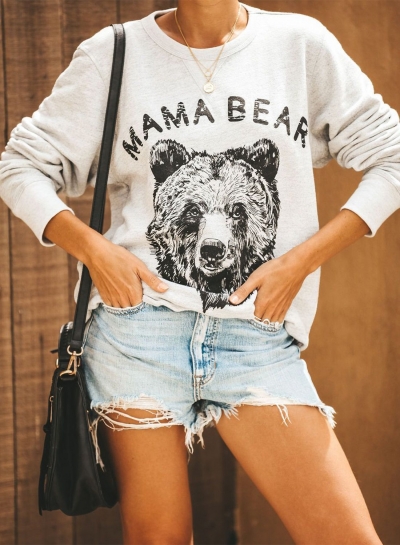 COTTON BLEND MAMA BEAR PULLOVER