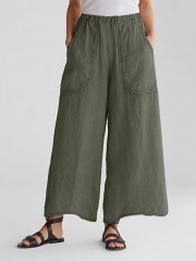 Casual Plain Pockets Pants