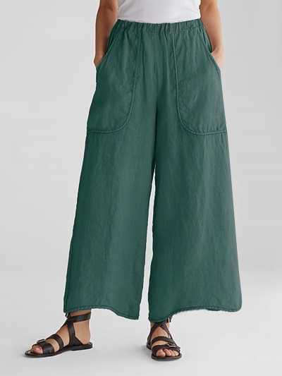 Casual Plain Pockets Pants YOUYOUFASHIONEC.com