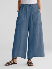Casual Plain Pockets Pants