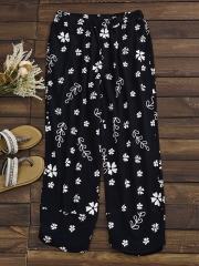 Casual Floral Printed Pockets Women All Season Pants