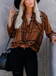 CARAMEL APPLE PLAID BUTTON DOWN TOP