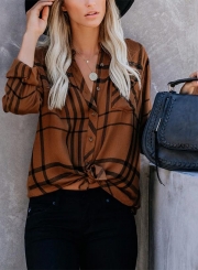 CARAMEL APPLE PLAID BUTTON DOWN TOP