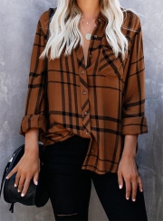 CARAMEL APPLE PLAID BUTTON DOWN TOP