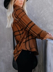 CARAMEL APPLE PLAID BUTTON DOWN TOP