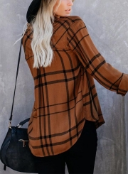 CARAMEL APPLE PLAID BUTTON DOWN TOP